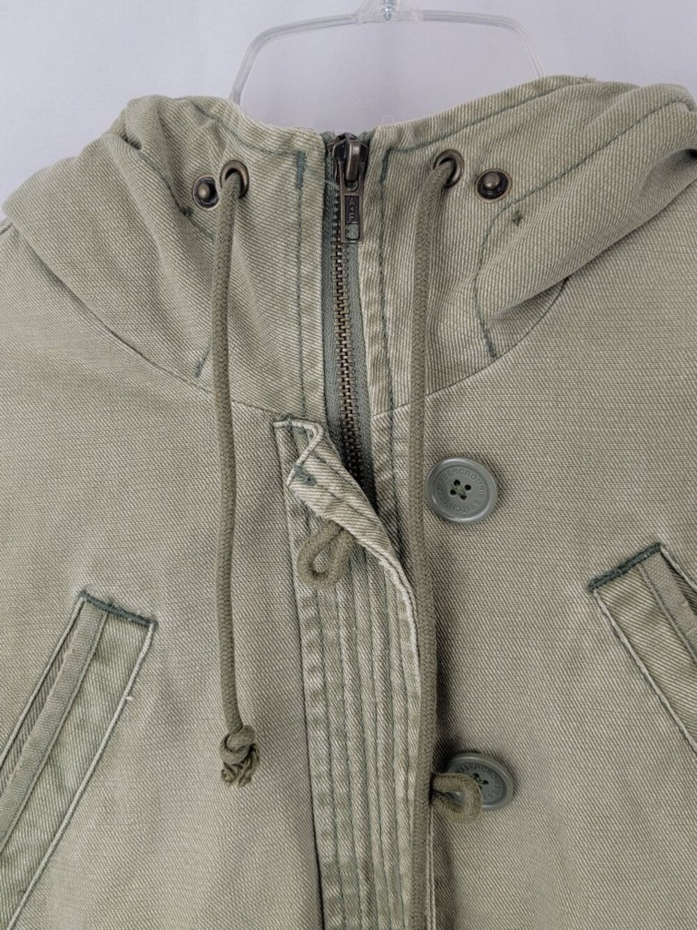 ABERCROMBIE & FITCH Womens Jacket M Cropped GREEN Utility Bomber Quilted VTG Y2K - Picture 2 of 15